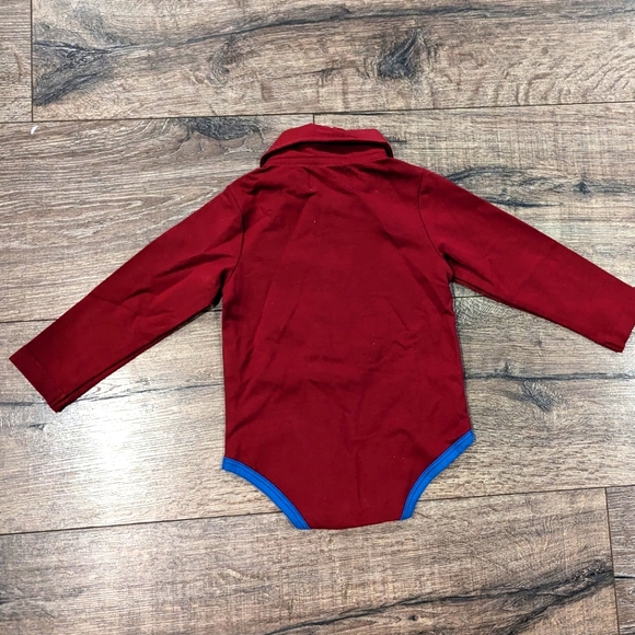 NWT Andy & Evan 3-6 Month Boy Red Bodysuit Valentine's Day Top Collared Shirt - Picture 2 of 5